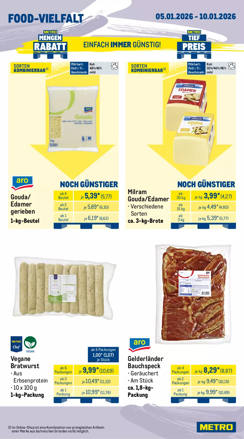Aktueller Prospekt Metro - Wochen-Angebote Gastro - Seite 5 - von 05.01 bis 10.01.2026 - strona 11 - produkty: Bau, beutel, bratwurst, brot, creme, edamer, eimer, eis, erbsen, galbani, gorgonzola, gouda, joghur, joghurt, mac, Metro, milch, milram, natur, pflanze, pflanzen, Pflanzenfett, rama, rama cremefine, reis, Speck, Ti, tisch, wurst