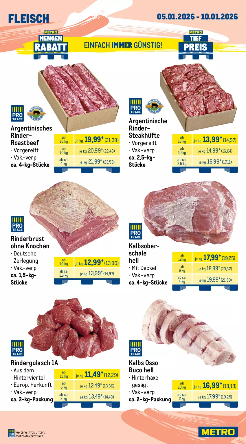Aktueller Prospekt Metro - Wochen-Angebote Gastro - Seite 5 - von 05.01 bis 10.01.2026 - strona 2 - produkty: axe, beef, beutel, braten, decke, Deckel, eis, filet, filets, fleisch, gulasch, hähnchenbrust, hähnchenschenkel, Haxe, henkel, kasseler, lachs, lamm, lammlachse, Metro, natur, rind, rinder, rindergulasch, Rindersteak, roastbeef, Schal, Schale, schenkel, schinken, schwein, schweine, schweinenacken, steak, steakhüfte, Ti, wein, weine