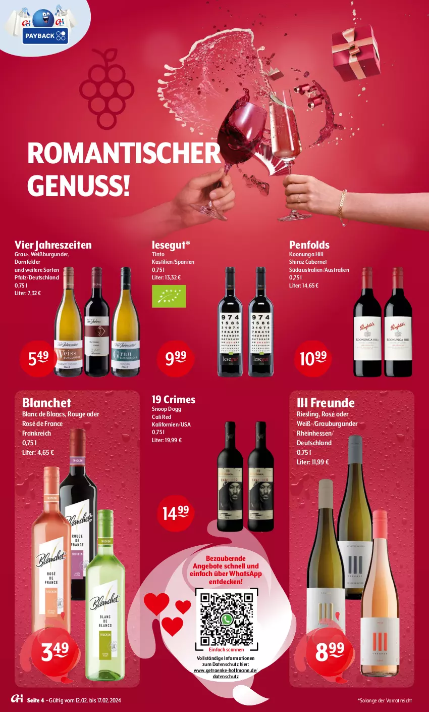 Aktueller Prospekt Getraenke Hoffmann - Prospekte - von 12.02 bis 17.02.2024 - strona 4 - produkty: angebot, angebote, asti, aust, burgunder, cabernet, de blancs, decke, dornfelder, grauburgunder, nuss, riesling, rouge, Ti, tisch, Weißburgunder