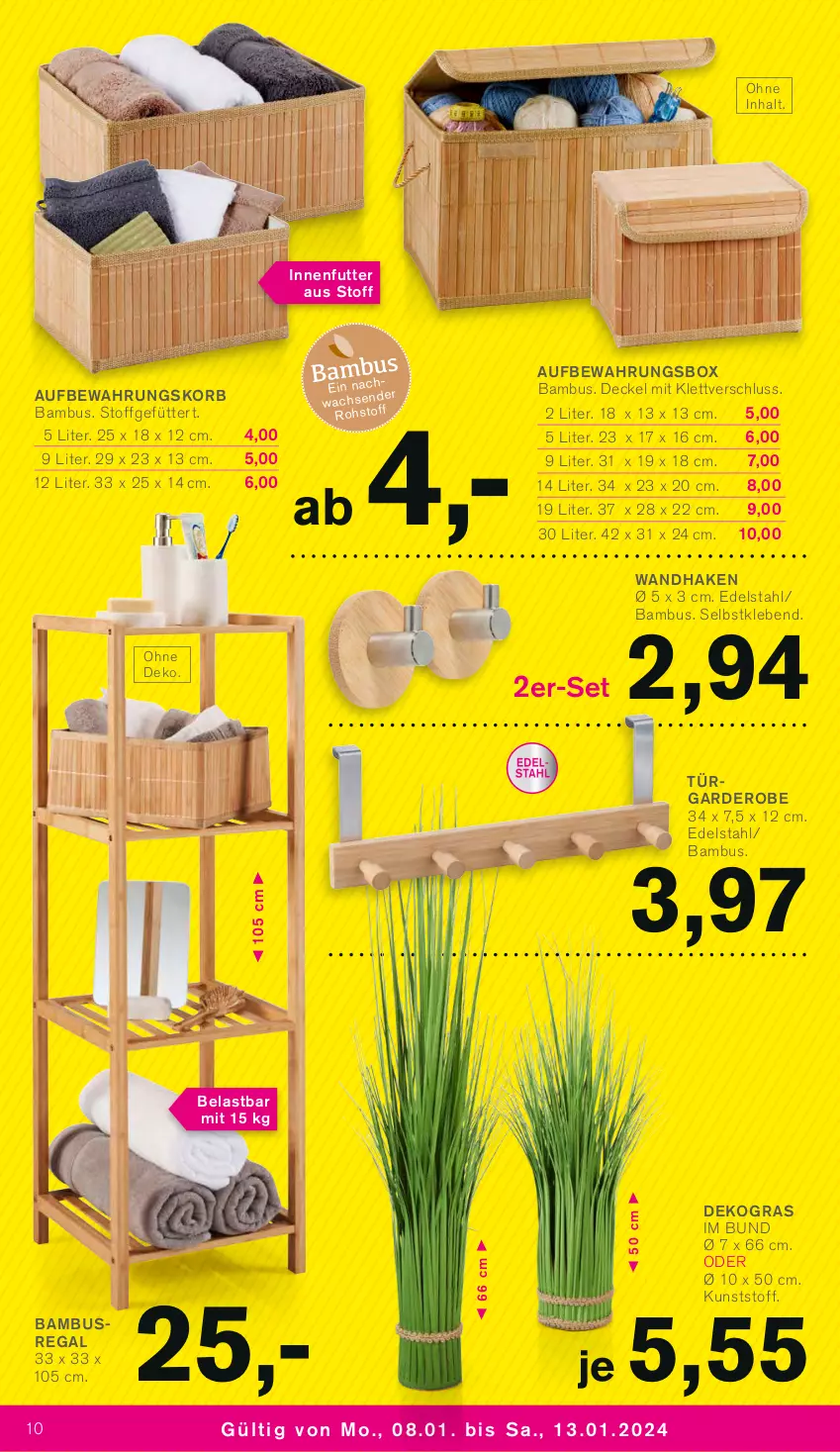 Aktueller Prospekt Kodi - Prospekte - von 08.01 bis 13.01.2024 - strona 10 - produkty: aufbewahrungsbox, bambus, decke, Deckel, edelstahl, Garderobe, korb, regal, Ti