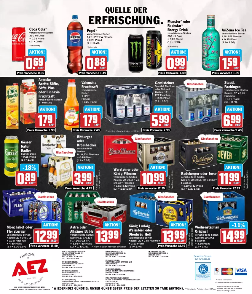 Aktueller Prospekt Aez - Prospekte - von 15.07 bis 20.07.2024 - strona 16 - produkty: AEZ, amecke, Astra, Berger, bier, bio, bitburger, buch, burger, cola, drink, drucker, eis, elle, energy drink, Engel, ente, fisch, flasche, flensburger, frucht, fruchtsaft, Germ, gerolsteine, gerolsteiner, gin, glasflasche, gösser, ice tea, jever, kerze, könig pilsener, krombache, krombacher, LG, mönchshof, monster, natur, natur radler, pepsi, perla, pils, pilsener, radeberger, radler, reis, rel, ring, Rockstar, rum, saft, säfte, Sprudel, Staatl. Fachingen, steiner, teller, Ti, uhr, valensina, warsteiner, weihenstephan, weissbier, ZTE