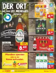 Gazetka promocyjna Netto Marken-Discount - Filial-Angebote - Gazetka - ważna od 22.07 do 22.07.2023 - strona 20 - produkty: Alwa, becks, bestpreis, bier, Biere, eis, elle, leine, mineralwasser, natur, natürliches mineralwasser, ndk, oder radler, Paula, paulaner, pils, radler, reis, rel, rwe, Ti, tyskie, volvic, wasser