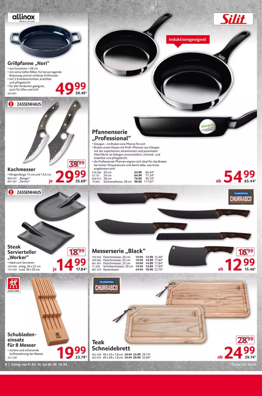 Aktueller Prospekt Selgros - Non Food - von 04.10 bis 09.10.2024 - strona 8 - produkty: braten, eis, elle, fleisch, grill, Grillpfanne, herdarten, lack, maille, messer, Ofen, pfanne, pfannen, schinken, schmorpfanne, schneidebrett, schubladen, steak, tee, teller, Ti, Yo