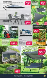 Gazetka promocyjna Netto - Woche 21 - Gazetka - ważna od 25.05 do 25.05.2024 - strona 19 - produkty: akku, ampelschirm, Bistrotisch, blume, blumen, Brei, eis, ente, Grasschere, hollywoodschaukel, Holz, kissen, korb, latte, li-ion-akku, Makita, messer, pavillon, rasen, rasenmäher, Rauch, Ria, Rippen, Schaukel, Schere, schirmständer, sonnensegel, stuhl, Ti, tisch