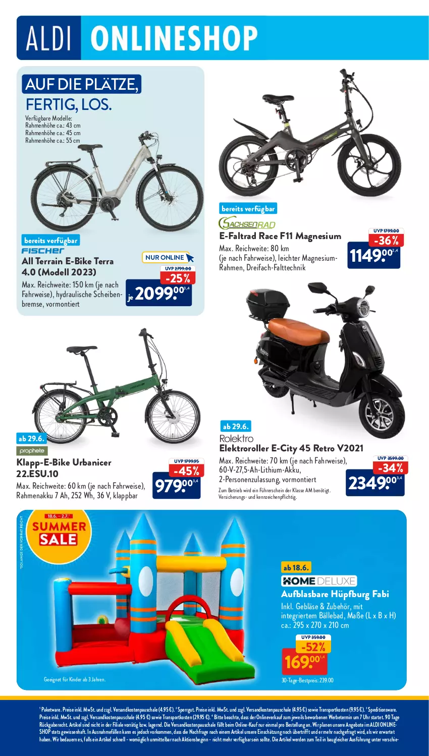 Aktueller Prospekt AldiSud - NÄCHSTE WOCHE - von 26.06 bis 01.07.2023 - strona 39 - produkty: akku, aldi, angebot, angebote, auer, Bad, Bau, bestpreis, dell, E-Bike, eis, Elektro, Elektroroller, elle, erde, gin, Hüpfburg, Kinder, magnesium, Mode, ndk, reis, Roller, rwe, Schal, Schale, Sport, Ti, uhr