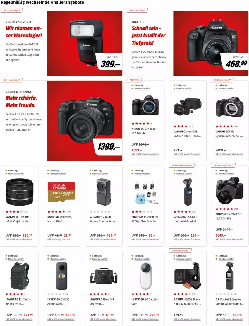 Aktueller Prospekt Media Markt - Prospekte - von 10.02 bis 16.02.2022 - strona 10 - produkty: actioncam, adapter, angebot, angebote, canon, DJI, eis, GoPro, hero, kamera, lack, ndk, nikon, reifen, reis, sandisk, sony, spee, systemkamera, Ti, tiefpreis