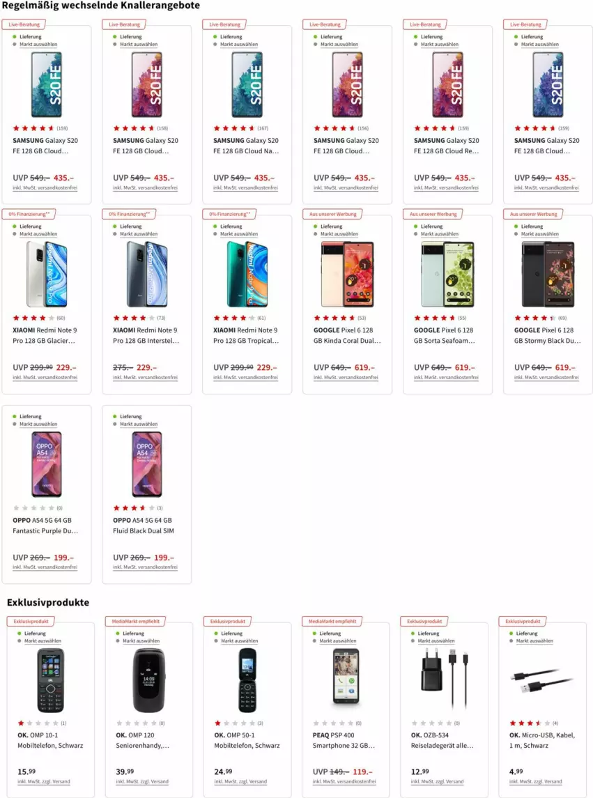 Aktueller Prospekt Media Markt - Prospekte - von 10.02 bis 16.02.2022 - strona 5 - produkty: angebot, angebote, asti, Coral, Dual SIM, eis, fanta, lack, ladegerät, mam, ndk, Oppo, reis, rel, Samsung, samsung galaxy, sim, telefon, Ti, usb, versandkostenfrei