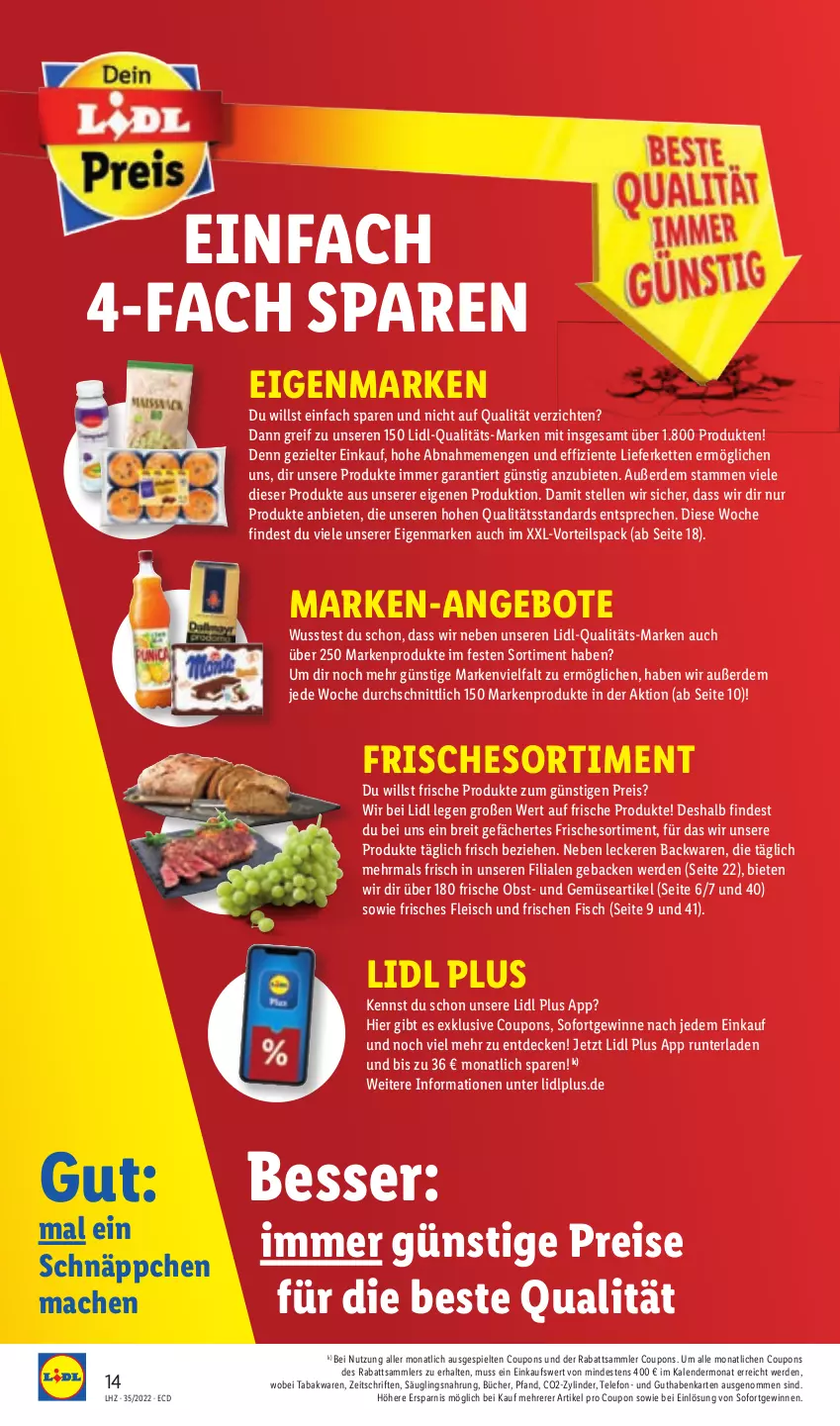 Aktueller Prospekt Lidl - Aktionsprospekt - von 29.08 bis 03.09.2022 - strona 14 - produkty: angebot, angebote, backwaren, Brei, coupon, coupons, decke, eis, elle, ente, erde, fisch, fleisch, geback, guthabenkarte, Kette, mac, obst, reis, schnäppchen, telefon, Ti, und gemüse