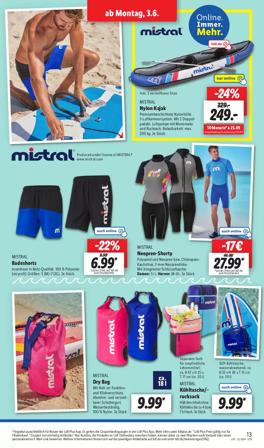 Aktueller Prospekt Lidl - Aktionsprospekt - von 03.06 bis 08.06.2024 - strona 17 - produkty: akku, angebot, Bad, badeshorts, coupon, eis, hose, Kajak, kühlakku, kühltasche, lebensmittel, Persona, reis, roll-on, rucksack, sac, schultergurt, shorts, shorty, Tasche, Ti, wasser, ZTE