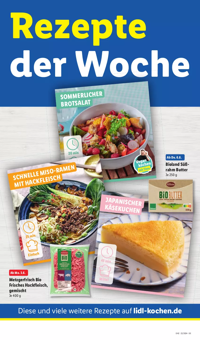 Aktueller Prospekt Lidl - Aktionsprospekt - von 03.06 bis 08.06.2024 - strona 55 - produkty: bio, bioland, brot, butter, eis, fleisch, Käse, merl, rezept, rezepte, salat