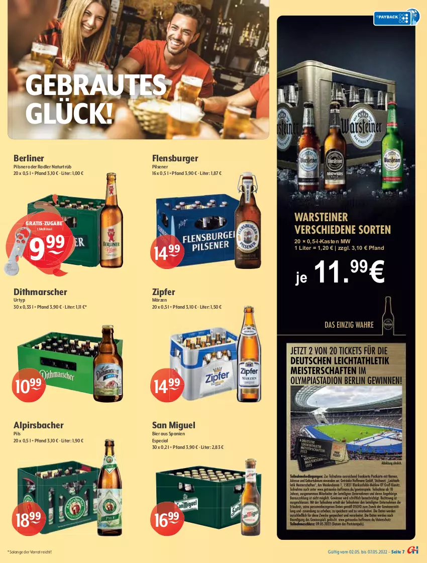 Aktueller Prospekt Getraenke Hoffmann - Prospekte - von 02.05 bis 07.05.2022 - strona 7 - produkty: Alpirsbacher, Alwa, auer, Bad, Bad Liebenwerda, berliner, bier, burger, elle, flensburger, gerolsteine, gerolsteiner, hochwald, mars, mineralwasser, natur, natürliches mineralwasser, nuss, oder radler, pils, pilsener, pilsner, radler, rel, rheinfels quelle, Spreequell, Sprudel, steiner, Ti, urtyp, vöslauer, wasser, Zipfer