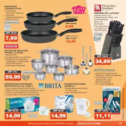 Gazetka promocyjna Real - Gazetka - ważna od 19.08 do 19.08.2023 - strona 23 - produkty: besteck, bestecke, bratpfanne, brita, brot, coupon, coupons, decke, Deckel, edelstahl, gabel, Glasdeckel, Haushaltsgeräte, hochglanz, LG, mac, Maxtra, messer, messerblock, payback, pfanne, pfannen, rel, spülmaschinen, steak, Ti, topf, Topfset, und pfanne, wasser, wasserfilter