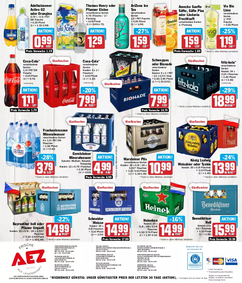 Aktueller Prospekt Aez - Prospekte - von 04.03 bis 09.03.2024 - strona 16 - produkty: AEZ, Alwa, amecke, Benediktiner, bier, bio, bio limo, bionade, brunnen, buch, coca-cola, cola, drucker, eis, eistee, elle, Engel, ente, fisch, flasche, fritz, fritz-kola, frucht, fruchtsaft, Germ, gerolsteine, gerolsteiner, gin, glasflasche, heineken, Holz, ice tea, kerze, limo, mineralwasser, natur, orangina, perla, pfanne, Pfanner, pils, pilsner, pilsner urquell, reis, rel, ring, rum, saft, säfte, schweppes, Sprudel, steiner, tee, teller, thomas henry, Ti, tyskie, uhr, vio bio limo, warsteiner, wasser, weissbier, ZTE