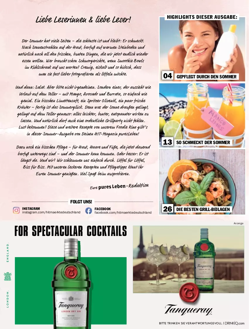Aktueller Prospekt Hit - pures Leben - von 01.07 bis 31.12.2025 - strona 3 - produkty: auer, avocado, beko, bier, Biere, Burrata, cocktail, cocktails, eis, elle, grill, ilag, kräuter, kühlschrank, LG, limette, limetten, Löffel, magazin, mango, Mett, metten, olive, oliven, olivenöl, Rauch, rezept, rezepte, rwe, saft, salat, Schrank, smoothie, teller, Ti, wolle
