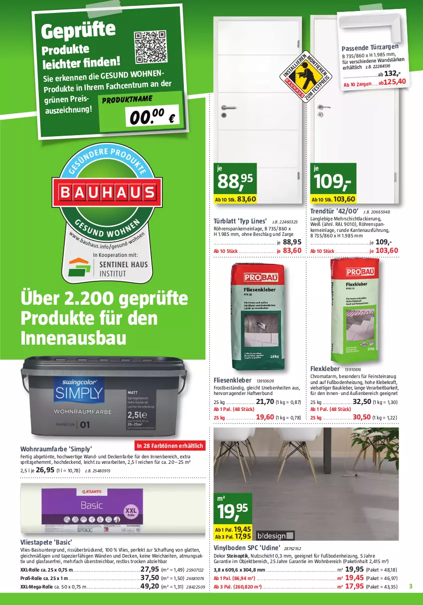 Aktueller Prospekt Bauhaus - Prospekte - von 02.09 bis 30.09.2023 - strona 3 - produkty: Bau, decke, eis, feinsteinzeug, kleber, kraft, lack, latte, Raumfarbe, reis, rum, sim, Tapete, Ti, usb, vinylboden, Vliestapete