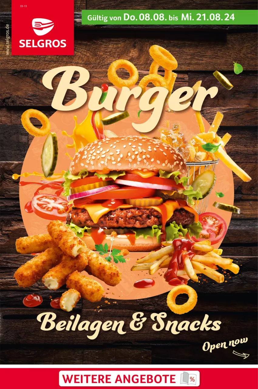 Aktueller Prospekt Selgros - Burger, Beilagen & Snacks - von 08.08 bis 21.08.2024 - strona 1 - produkty: angebot, angebote, snack, snacks, Ti