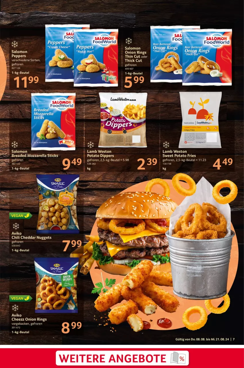 Aktueller Prospekt Selgros - Burger, Beilagen & Snacks - von 08.08 bis 21.08.2024 - strona 7 - produkty: angebot, angebote, beutel, cheddar, chili, dip, geback, nuggets, salomon, Ti