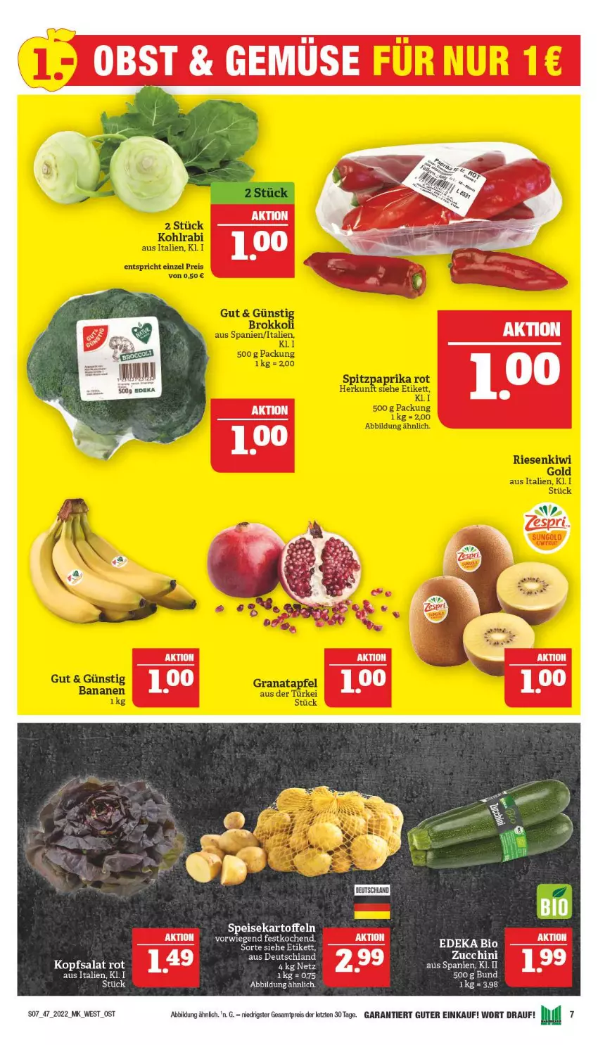 Aktueller Prospekt Marktkauf - Prospekt - von 20.11 bis 26.11.2022 - strona 7 - produkty: bio, deka, edeka bio, eis, kopfsalat, obst, reis, salat, Ti, ZTE, zucchini