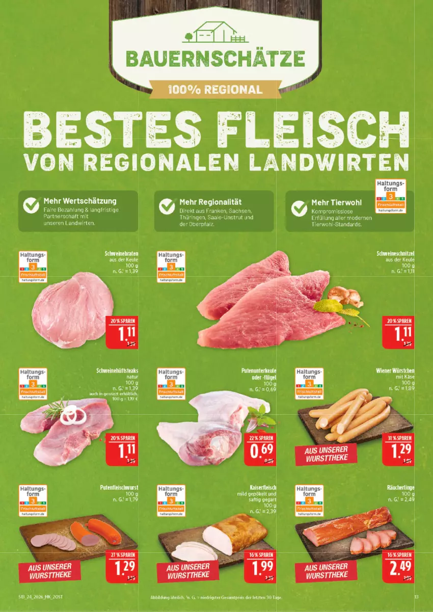 Aktueller Prospekt Marktkauf - Prospekt - von 07.06 bis 13.06.2026 - strona 13 - produkty: auer, Bau, Bauer, eis, fleisch, fleischwurst, gewürz, Kaiser, Käse, pute, Putenfleisch, reis, sac, Ti, wurst, ZTE