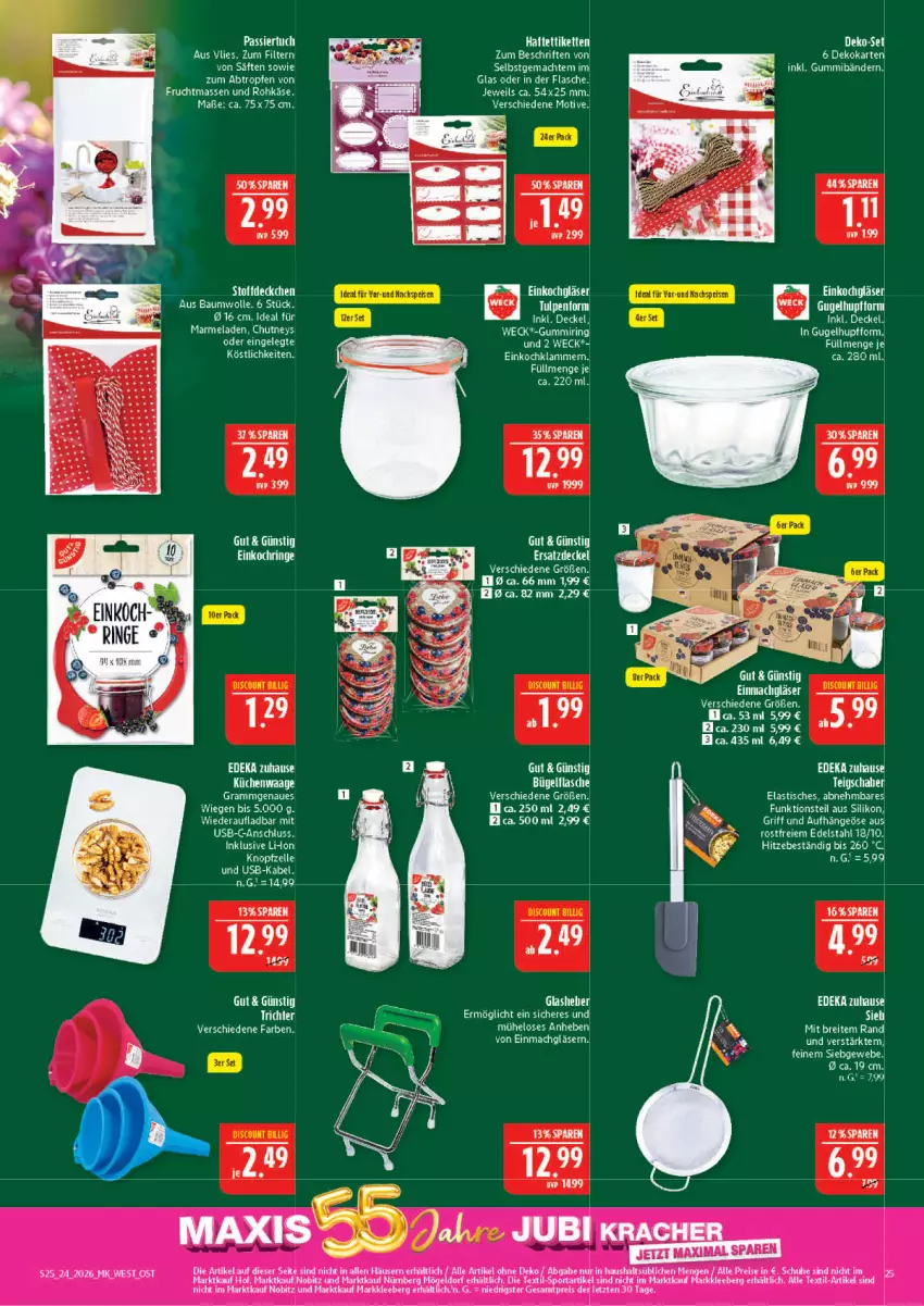 Aktueller Prospekt Marktkauf - Prospekt - von 07.06 bis 13.06.2026 - strona 25 - produkty: asti, Bau, baumwolle, Brei, deka, discount, eis, elle, flasche, frucht, Gläser, Käse, Klammern, kracher, küche, Küchen, Küchenwaage, lamm, mac, marmelade, reis, ring, schuhe, Sport, Teigschaber, Ti, tisch, usb, Waage, weck, wolle, Yo, ZTE