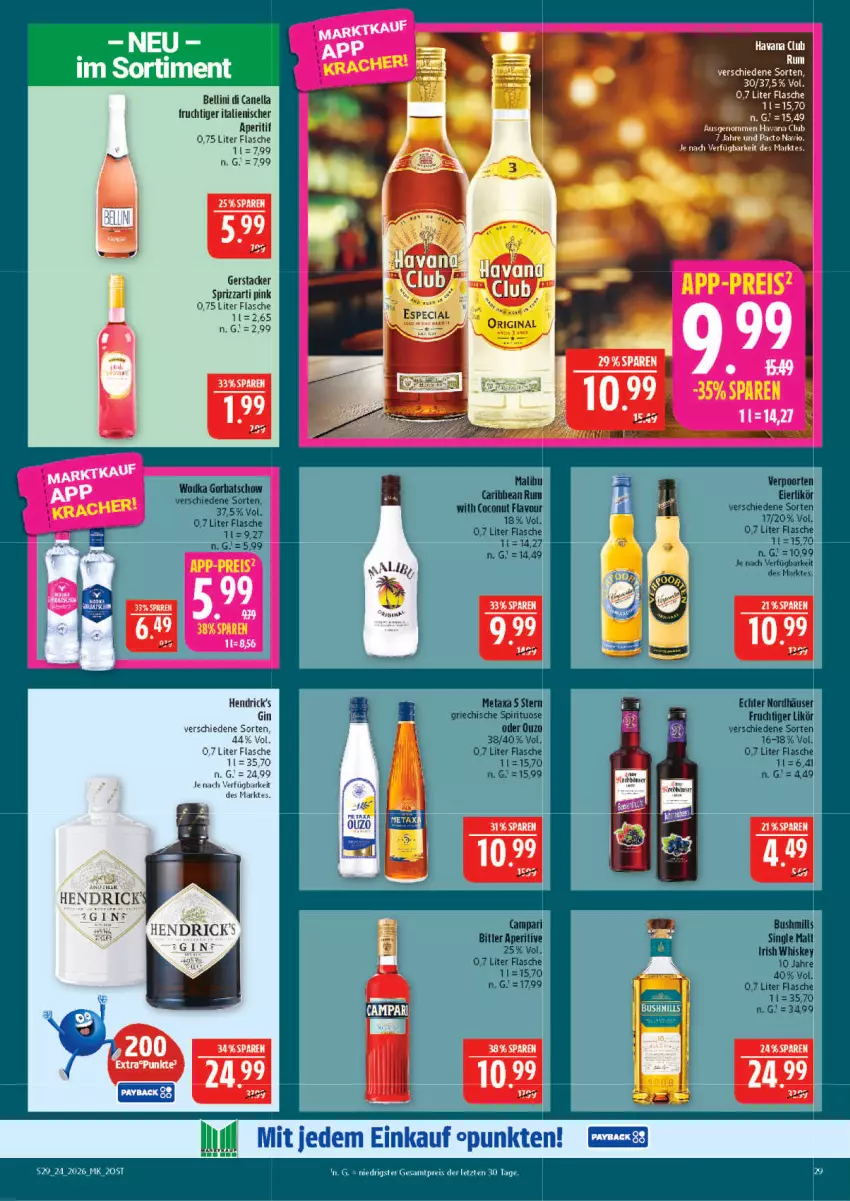 Aktueller Prospekt Marktkauf - Prospekt - von 07.06 bis 13.06.2026 - strona 29 - produkty: aperitif, campari, coconut, eier, eierlikör, flasche, frucht, gin, Havana Club, irish whiskey, likör, Metaxa, ouzo, rel, rum, single malt, Sprizz, Ti, verpoorten, whiskey
