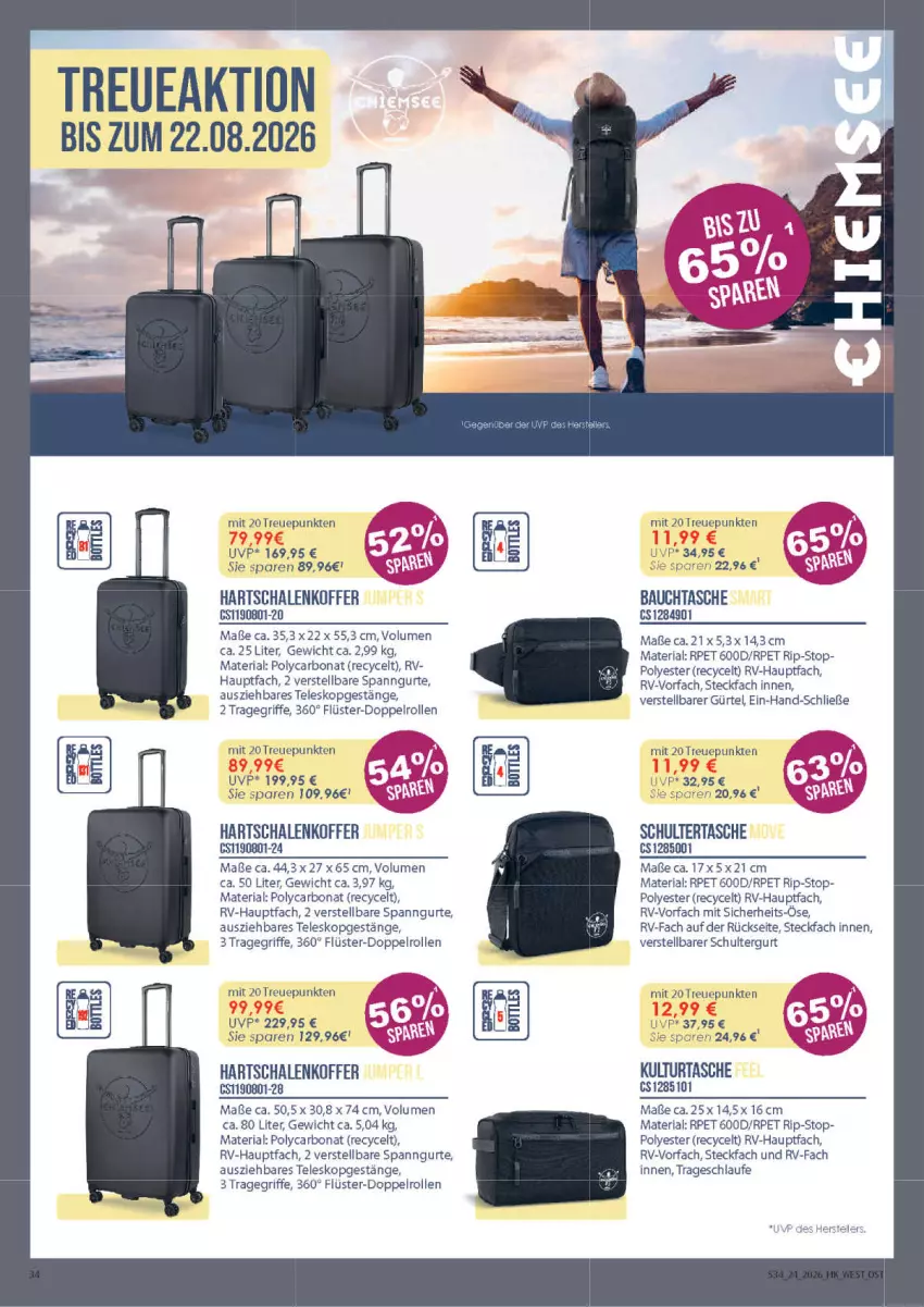 Aktueller Prospekt Marktkauf - Prospekt - von 07.06 bis 13.06.2026 - strona 34 - produkty: Bau, Bona, Hartschalenkoffer, koffer, Ria, Schal, Schale, schultergurt, Schultertasche, Tasche, Teleskop, Ti, tragegriff