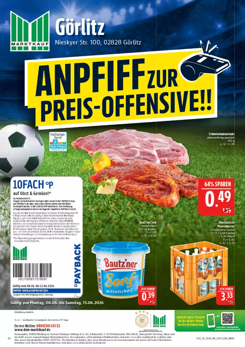 Aktueller Prospekt Marktkauf - Prospekt - von 07.06 bis 13.06.2026 - strona 44 - produkty: Alwa, deka, eis, ente, mineralwasser, reis, ring, sac, schwein, schweine, steak, steaks, Ti, wasser, wein, weine, ZTE