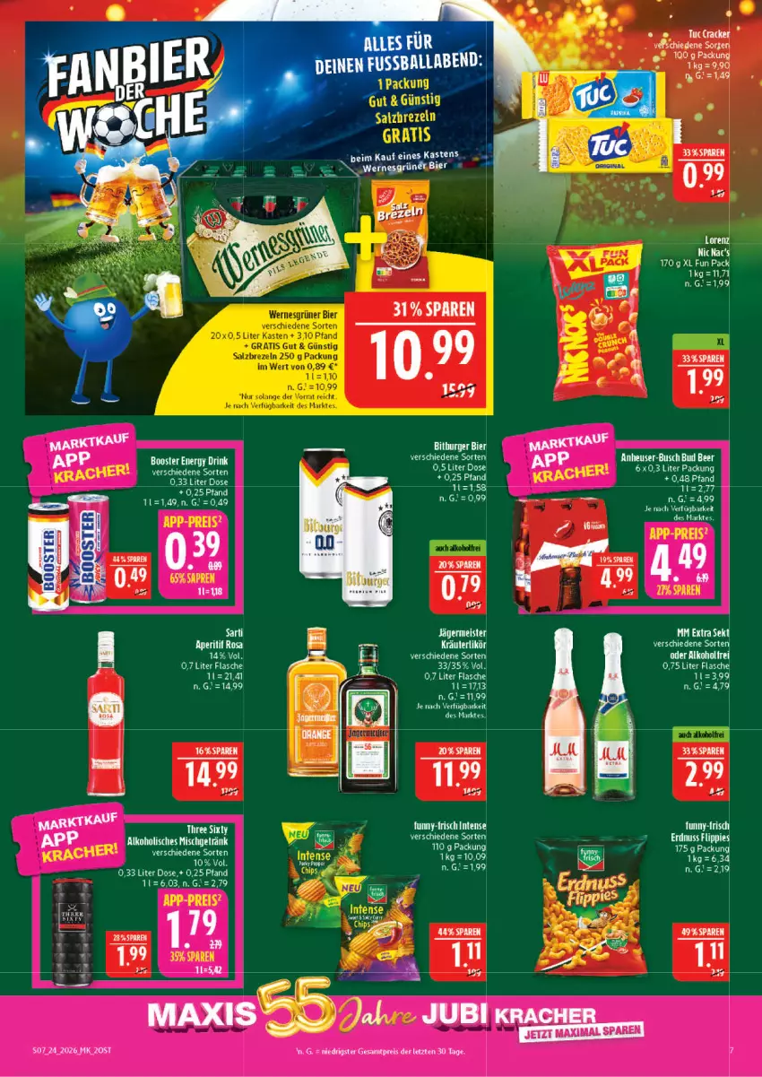 Aktueller Prospekt Marktkauf - Prospekt - von 07.06 bis 13.06.2026 - strona 7 - produkty: ball, bier, Brei, brezel, Brezeln, eis, ente, flasche, funny-frisch, Germ, jägermeister, kräuter, kräuterlikör, LG, likör, Meister, salz, tee, Ti