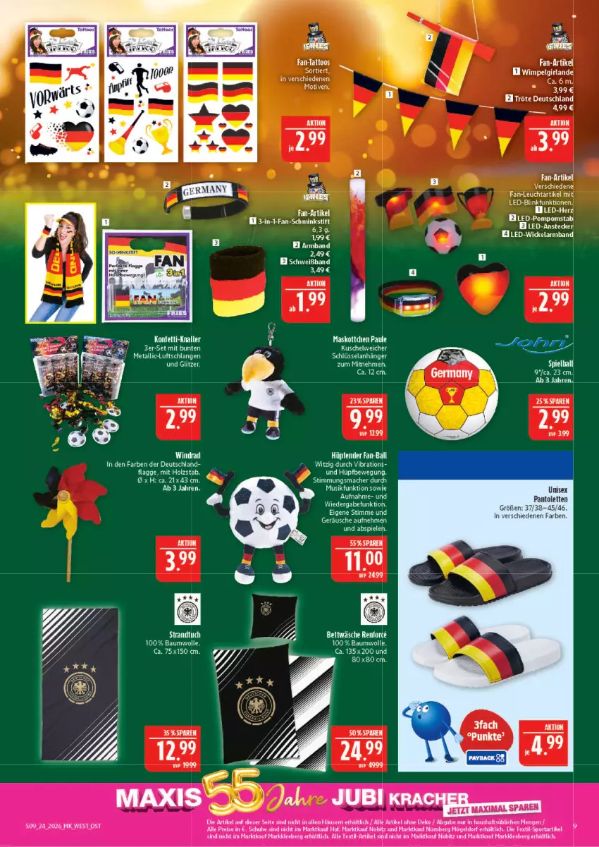Aktueller Prospekt Marktkauf - Prospekt - von 07.06 bis 13.06.2026 - strona 9 - produkty: Anhänger, Armband, ball, Bau, baumwolle, eis, Elan, elle, Girlande, Holz, LG, Luftschlangen, mac, pantolette, pantoletten, reis, schuhe, Spiele, Sport, tee, tesa, Ti, wolle