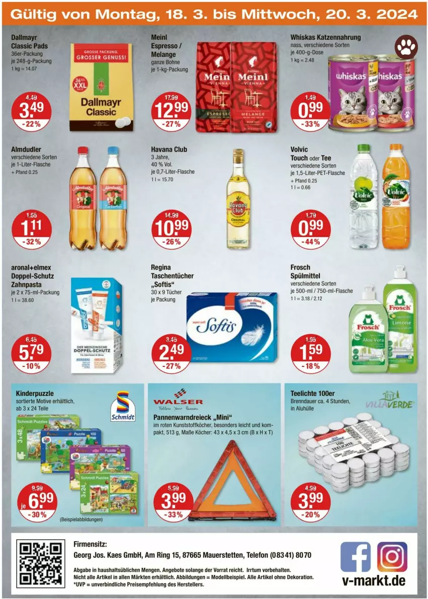 Aktueller Prospekt Vmarkt - Prospekte - von 14.03 bis 20.03.2024 - strona 24 - produkty: aeg, alle artikel ohne dekoration, almdudler, angebot, angebote, auer, beispielabbildung, bohne, dekoration, dell, eis, Elan, elmex, erde, flasche, Frosch, gin, Havana Club, je 1-liter-flasche, kaes, Kinder, Mode, pasta, pet-flasche, Puzzle, ring, spülmittel, Tasche, taschen, taschentücher, tee, Teelicht, teelichte, telefon, Ti, tücher, volvic, walser, Warndreieck, Yo, zahnpasta