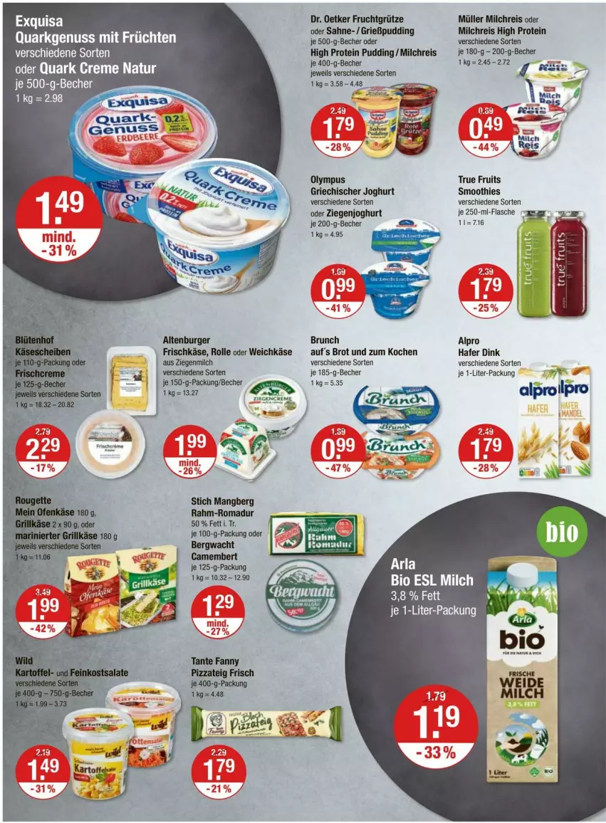 Aktueller Prospekt Vmarkt - Prospekte - von 14.03 bis 20.03.2024 - strona 6 - produkty: alpro, altenburger, Becher, brot, burger, camembert, creme, Dr. Oetker, eis, exquisa, flasche, frischkäse, frucht, früchte, früchten, fruchtgrütze, Griechischer Joghurt, Grießpudding, grütze, hafer, joghur, joghurt, Käse, milch, milchreis, Müller, natur, nuss, pudding, quark, reis, sahne, smoothie, smoothies, Ti, true fruits, weichkäse