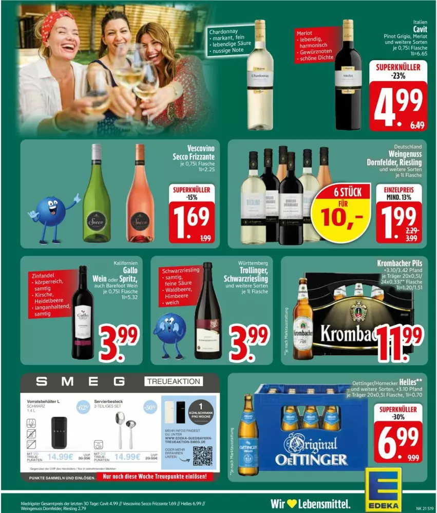 Aktueller Prospekt Edeka - Prospekte - von 18.05 bis 23.05.2026 - strona 22 - produkty: Behälter, chardonnay, deka, ecco, elle, flasche, frizzante, krombache, krombacher, krombacher pils, lebensmittel, penne, pils, tee, Ti, wein
