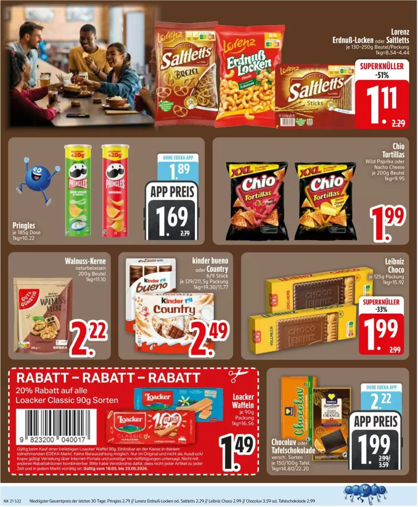 Aktueller Prospekt Edeka - Prospekte - von 18.05 bis 23.05.2026 - strona 25 - produkty: beutel, eis, leibniz, nacho, nacho cheese, natur, nuss, reis, saltletts, walnuss, ZTE