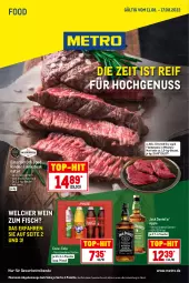 Gazetka promocyjna Metro - Food - Gazetka - ważna od 17.08 do 17.08.2022 - strona 1 - produkty: Apple, beutel, coca-cola, cola, fisch, Flanksteak, flasche, getränk, getränke, jack daniel, marinade, Metro, natur, nuss, Palette, rind, rinder, steak, steaks, Ti, top-hit, wein, whiskey