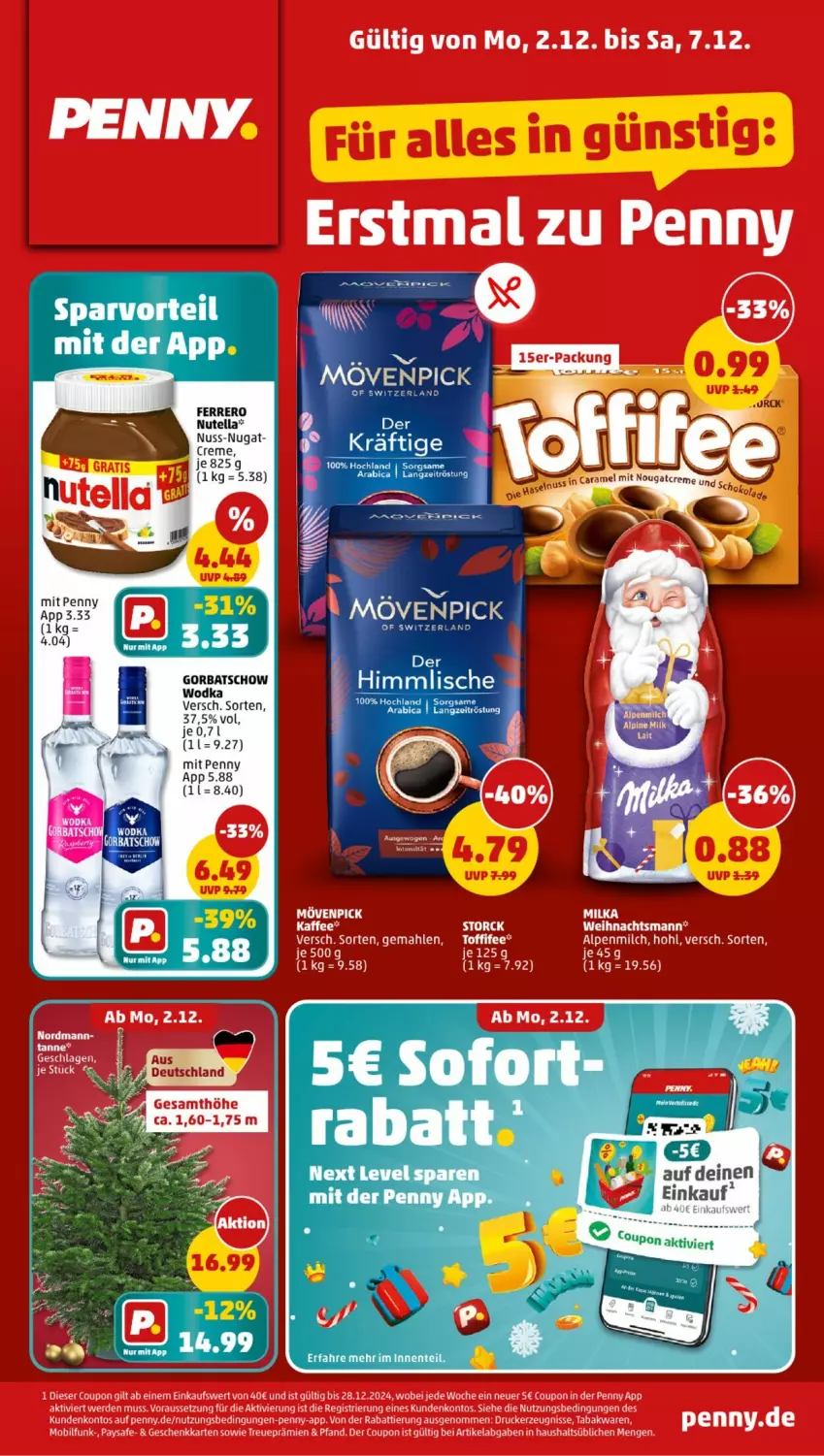 Aktueller Prospekt Penny - Prospekte - von 02.12 bis 07.12.2024 - strona 1 - produkty: caramel, creme, Gorbatschow, hochland, mövenpick, Nougatcreme, nuss, nutella, Ti