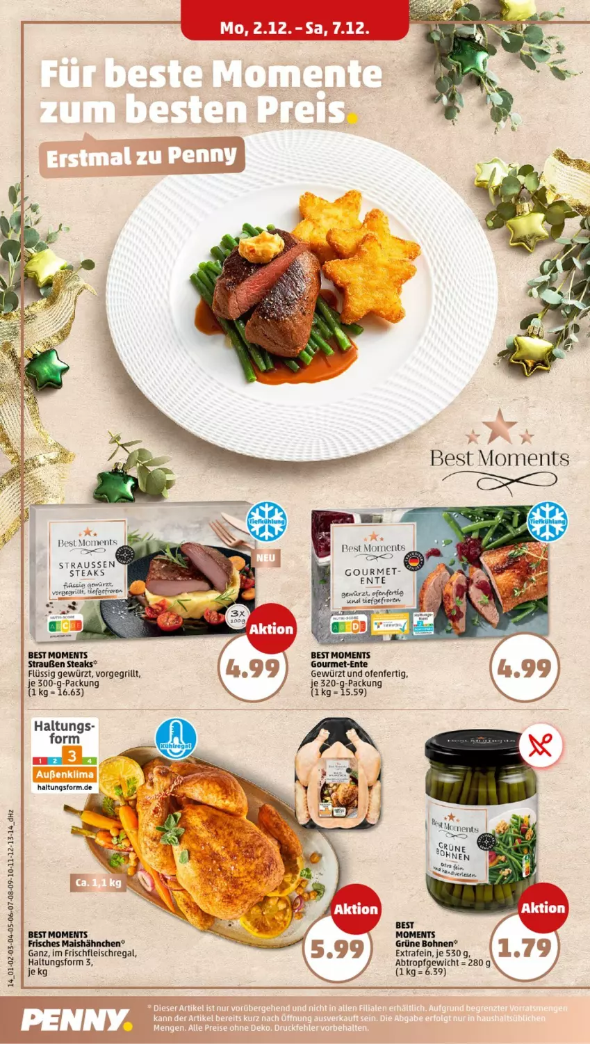 Aktueller Prospekt Penny - Prospekte - von 02.12 bis 07.12.2024 - strona 10 - produkty: bohne, bohnen, eis, ente, fleisch, gewürz, grill, grüne bohnen, mais, Ofen, regal, steak, steaks, Ti