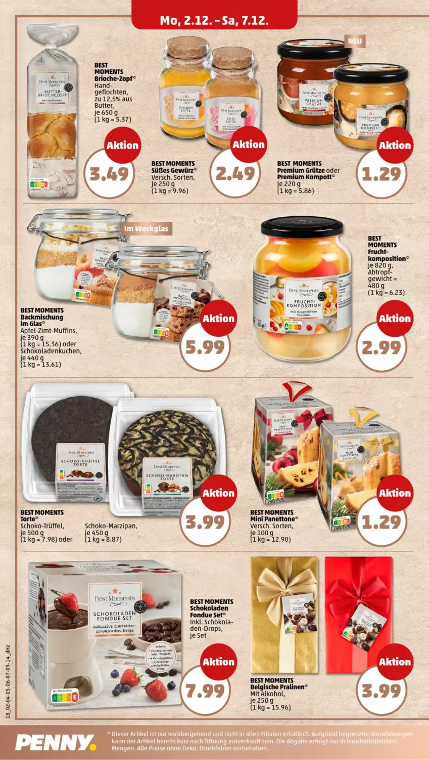 Aktueller Prospekt Penny - Prospekte - von 02.12 bis 07.12.2024 - strona 14 - produkty: alkohol, apfel, backmischung, Belgische Pralinen, butter, Fondue, frucht, früchte, früchten, gewürz, grütze, kuchen, LG, marzipan, Muffin, muffins, pralinen, schoko, schokolade, schokoladen, Ti, torte, Trüffel