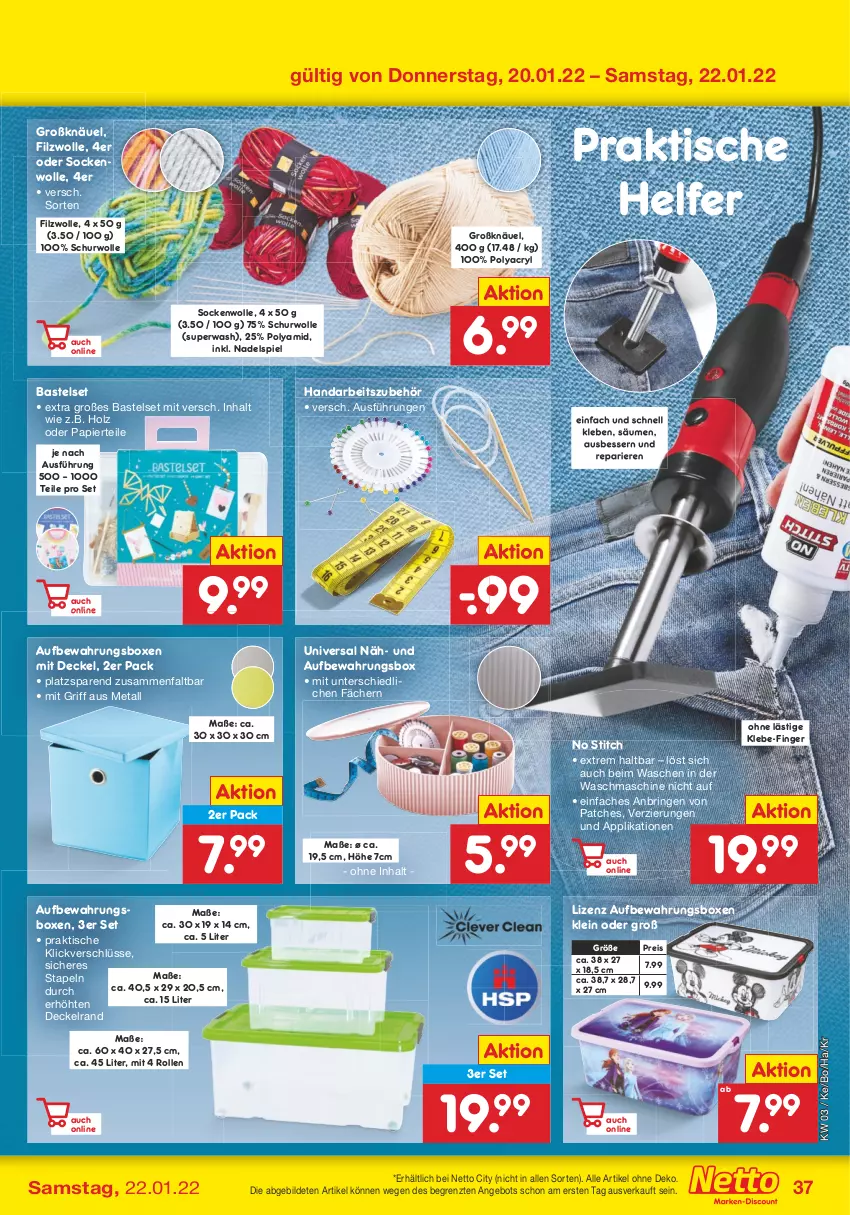 Aktueller Prospekt Netto Marken-Discount - Filial-Angebote - von 17.01 bis 22.01.2022 - strona 37 - produkty: angebot, aufbewahrungsbox, decke, Deckel, eis, Holz, papier, reis, ring, socken, Ti, tisch, usb, waschmaschine, wolle, ZTE