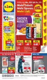 Gazetka promocyjna Lidl - Aktionsprospekt - Gazetka - ważna od 02.09 do 02.09.2023 - strona 1 - produkty: actimel, angebot, angebote, Bad, bio, Bona, chicken nuggets, coupon, danone, drink, eis, energy drink, gouda, Kinder, Leuchte, Milbona, nuggets, preisvorteil, reis, salami, Ti, ZTE