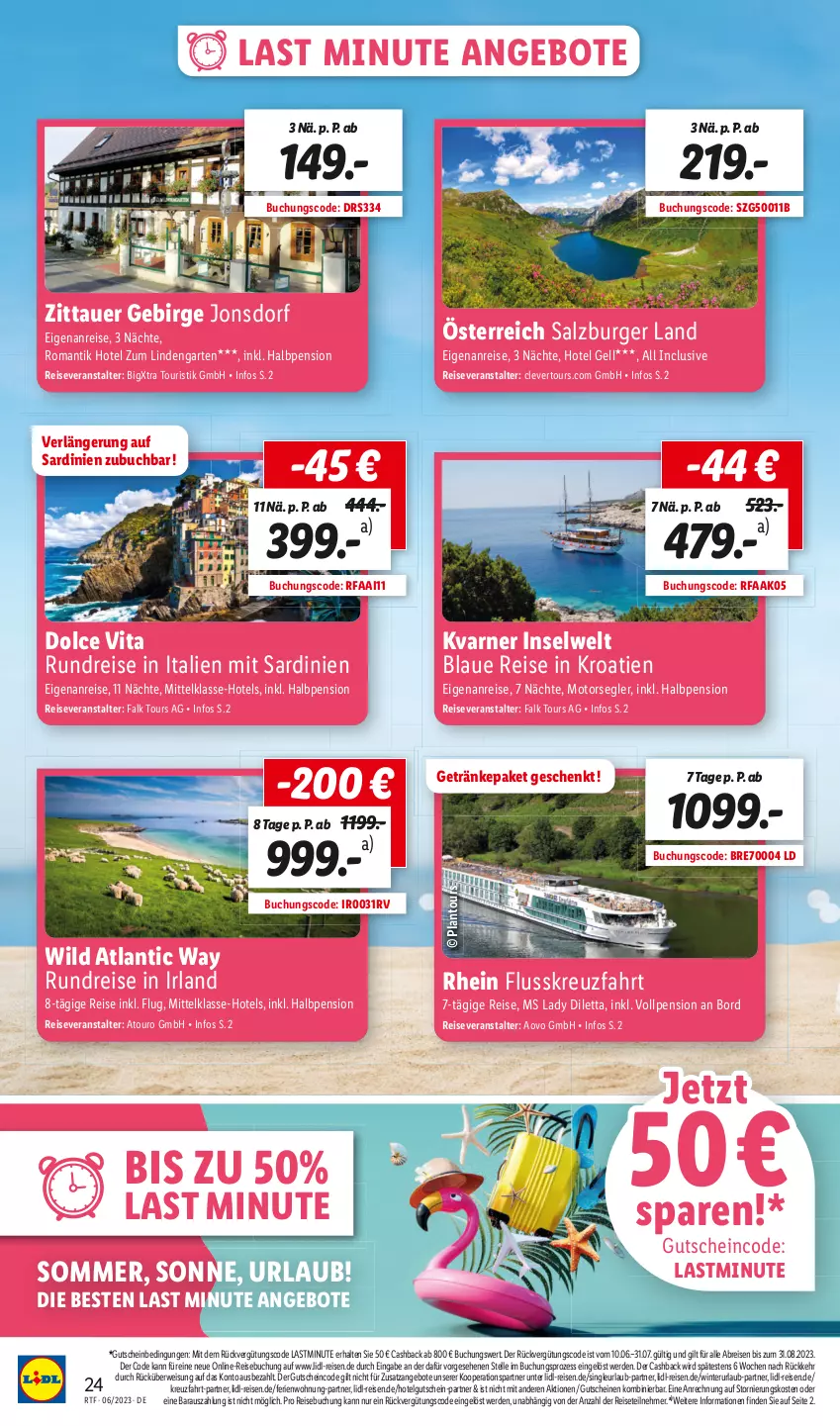 Aktueller Prospekt Lidl - Schnäppchenjagd - von 14.06 bis 15.07.2023 - strona 24 - produkty: angebot, angebote, auer, Brei, buch, burger, eis, elle, erde, Garten, getränk, getränke, gsw, gutschein, gutscheine, LG, reis, reiseveranstalter, rwe, salz, Ti, usb, vita, Wild