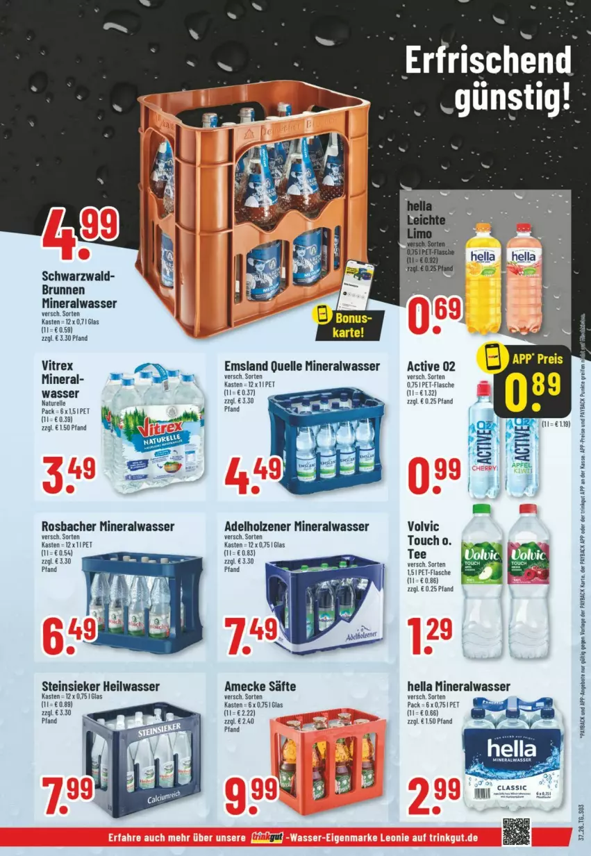 Aktueller Prospekt Trinkgut - Prospekte - von 06.09 bis 12.09.2026 - strona 3 - produkty: adelholzener, Alwa, amecke, brunnen, elle, flasche, hella, Holz, mineralwasser, natur, pet-flasche, rel, säfte, Steinsieker, tee, Ti, vitrex, volvic, wasser