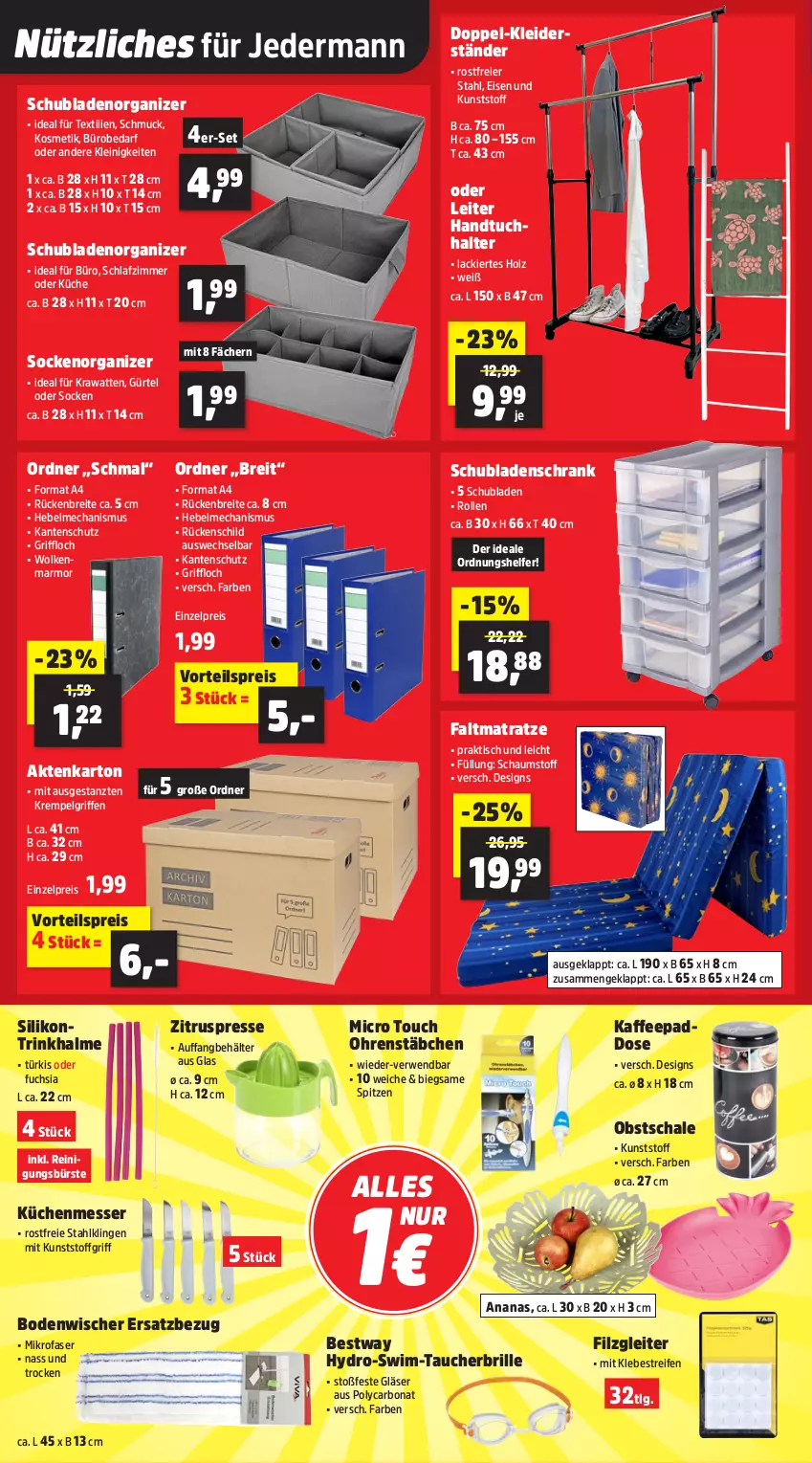 Aktueller Prospekt Thomas Philipps - von 12.05 bis 17.05.2025 - strona 10 - produkty: ananas, Behälter, bestway, bodenwischer, Bona, Brei, Brille, bürste, eier, eis, Faltmatratze, Gläser, handtuch, Handtuchhalter, Holz, kaffee, kleid, kleider, Kleiderständer, kosmetik, küche, Küchen, lack, LG, matratze, messer, mikrofaser, obst, ordner, reifen, Reinigung, reinigungsbürste, reis, rwe, Schal, Schale, schlafzimmer, Schmuck, Schrank, schubladen, socken, Taucherbrille, Ti, tisch, Trinkhalme, tuc, vorteilspreis, Zitruspresse, ZTE