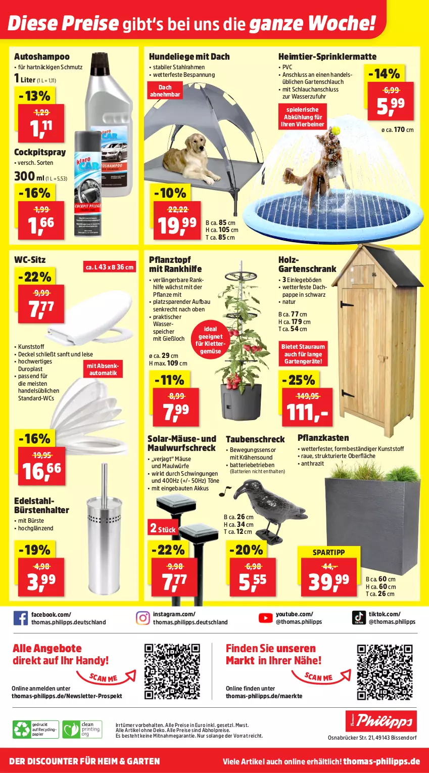 Aktueller Prospekt Thomas Philipps - von 12.05 bis 17.05.2025 - strona 16 - produkty: abholpreise, akku, alle preise sind abholpreise, angebot, angebote, auto, batterie, batterien, Bau, Bewegungssensor, bürste, bürsten, Clin, decke, Deckel, discount, edelstahl, eis, Garten, gartenschlauch, Handy, Holz, HP, Liege, natur, papier, pflanze, Pflanzkasten, Pflanztopf, reis, schlauch, Schrank, shampoo, spartipp, Spiele, Ti, tisch, topf, uhr, wasser, wc-sitz, Yo