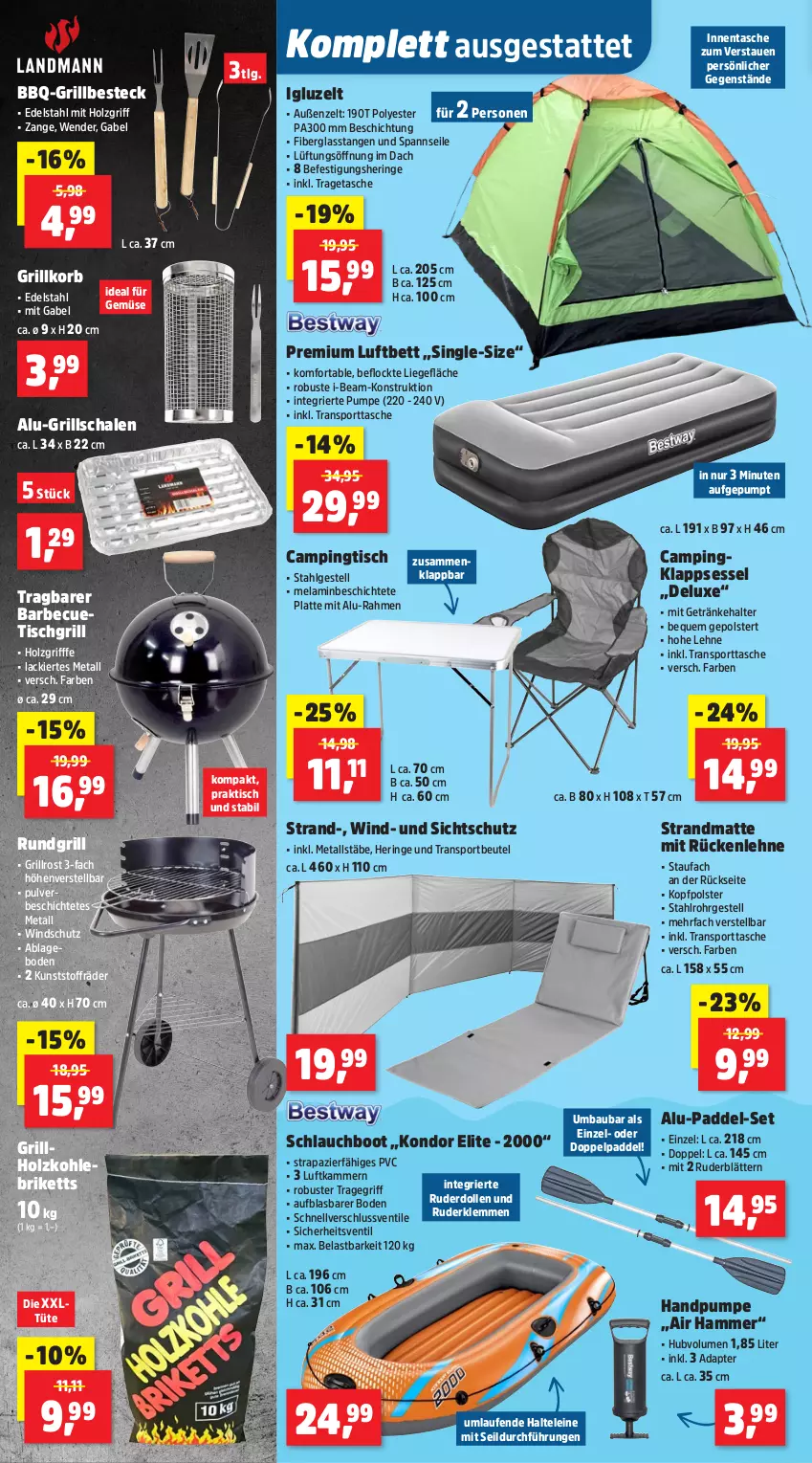 Aktueller Prospekt Thomas Philipps - von 12.05 bis 17.05.2025 - strona 8 - produkty: adapter, barbecue, Bau, besteck, bett, beutel, briketts, Campingtisch, edelstahl, gabel, getränk, getränke, getränkehalter, grill, grillholzkohle, grillrost, Grillschalen, hering, Holz, holzkohle, klappsessel, korb, lack, latte, Laufen, leine, LG, Liege, luftbett, ring, rückenlehne, rundgrill, Schal, Schale, schlauch, sessel, Sport, sporttasche, strandmatte, Tasche, Ti, tisch, tischgrill, tragegriff, tragetasche, Tüte, Windschutz, Zelt