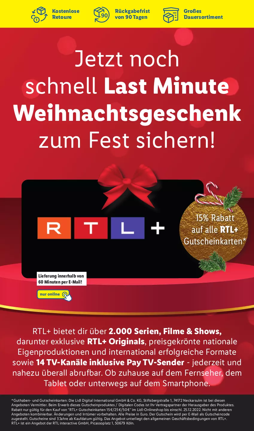 Aktueller Prospekt Lidl - Wochen-Highlights im Onlineshop - von 19.12 bis 25.12.2022 - strona 6 - produkty: angebot, angebote, auer, eis, fernseher, gin, gutschein, gutscheine, LG, reis, rwe, smartphone, tablet, Ti