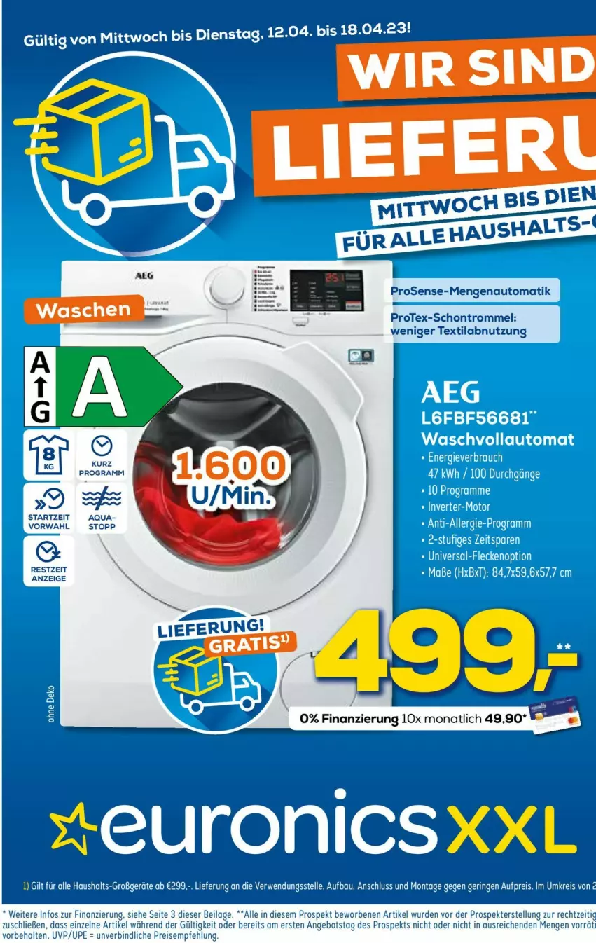 Aktueller Prospekt Euronics - Prospekte - von 12.04 bis 19.04.2023 - strona 1 - produkty: aeg, aqua, auto, Protex, rosen, Ti, trommel