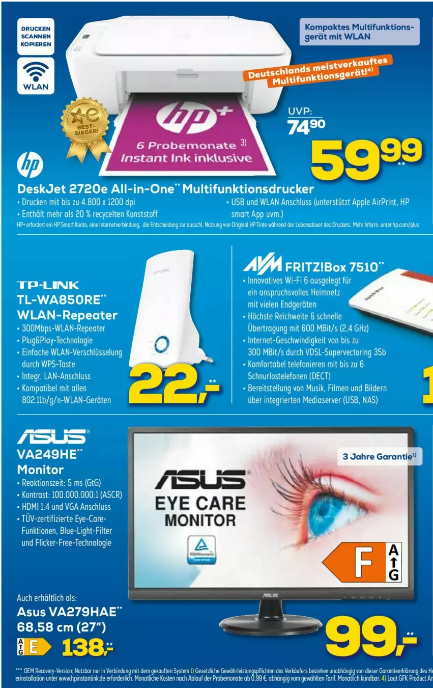 Aktueller Prospekt Euronics - Prospekte - von 12.04 bis 19.04.2023 - strona 15 - produkty: Apple, asus, auer, Bau, bürste, bürsten, drucker, gin, HDMI, HP, LG, monitor, multifunktionsdrucker, ring, tee, Ti, tuner, usb, ZTE