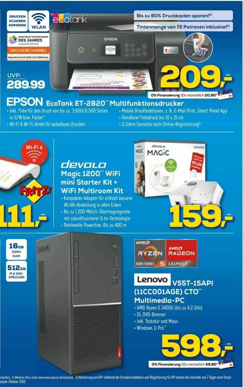 Aktueller Prospekt Euronics - Prospekte - von 12.04 bis 19.04.2023 - strona 16 - produkty: devolo, drucker, elle, epson, HP, lenovo, multifunktionsdrucker, ryzen, tee, teller, Ti