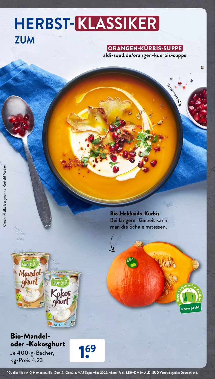 Aktueller Prospekt AldiSud - GÜNSTIGE HERBSTVIELFALT FÜR ALLE - von 02.10 bis 31.10.2023 - strona 10 - produkty: aldi, Becher, bio, Bio-Obst, eis, elle, kokos, Kürbis, mandel, obst, orange, orangen, reis, Schal, Schale, suppe