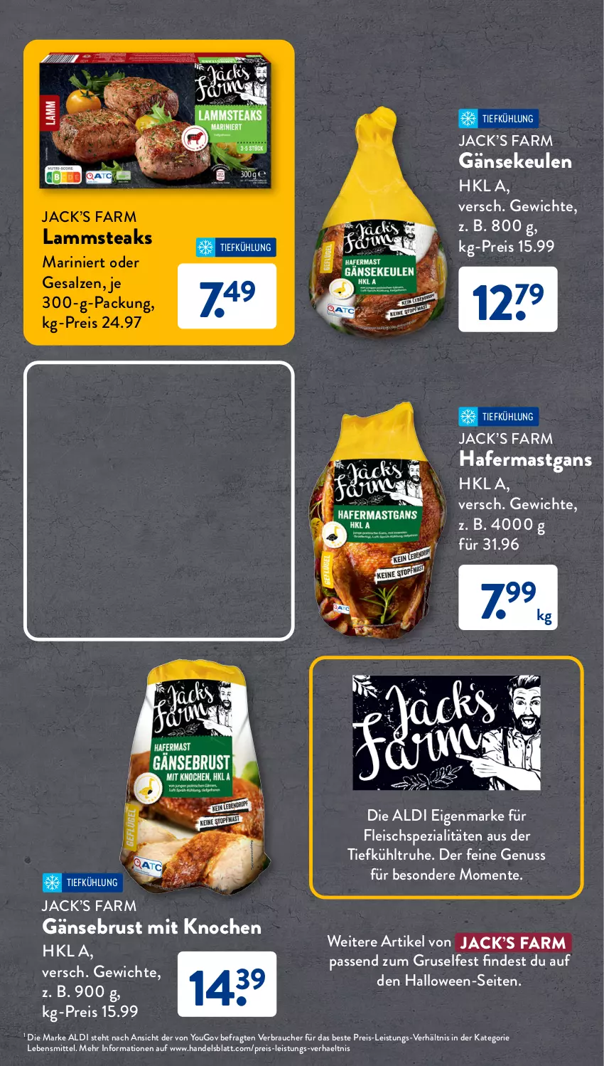 Aktueller Prospekt AldiSud - GÜNSTIGE HERBSTVIELFALT FÜR ALLE - von 02.10 bis 31.10.2023 - strona 5 - produkty: aldi, eis, ente, fleisch, Gänsebrust, Gänsekeulen, hafer, lamm, lebensmittel, nuss, Rauch, reis, salz, Spezi, steak, steaks, Ti, Yo